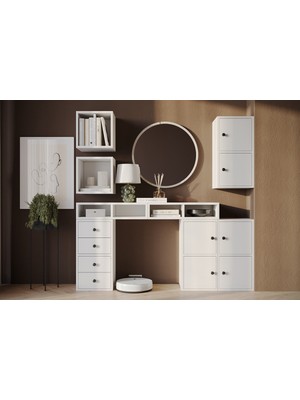 Normadia Çok Bölmeli Çekmeceli Kapaklı Çok Fonksiyonlu Dresuar ve Konsol