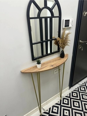 Normadia Yarım Ay Oval Dresuar Atlantik Çam 100CM Gold Ayak, Şık ve Modern Tasarım