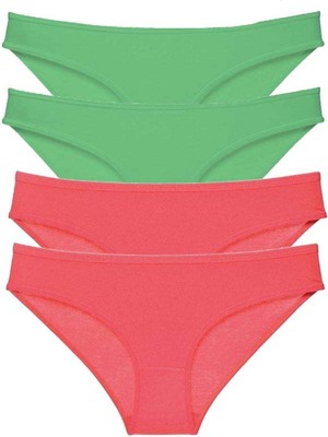 Giyim 4 Adet Eko Set Likralı Kadın Slip Külot Yeşil Fuşya