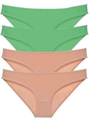 Giyim 4 Adet Süper Eko Set Likralı Kadın Slip Külot Yeşil Ten