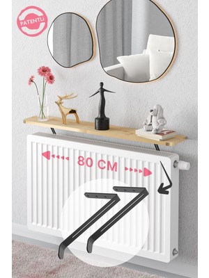 Normadia Şık ve Fonksiyonel 80X18 cm Altın Safir Meşe Oval Uçan Petek Üstü Raf