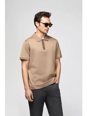Kiğılı Slim Fit Dar Kesim Pamuk Desenli Polo Yaka Tişört