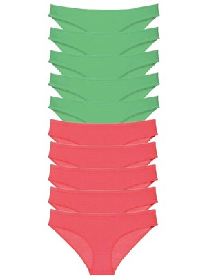 Giyim 10 Adet Eko Set Likralı Kadın Slip Külot Yeşil Fuşya