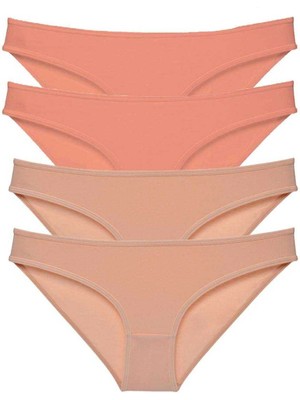 Giyim 4 Adet Süper Eko Set Likralı Kadın Slip Külot Pudra Ten