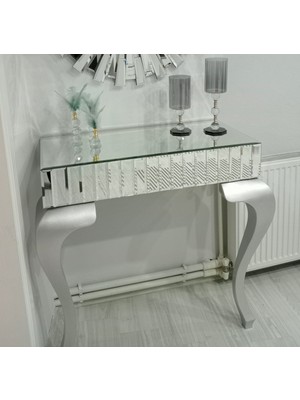 Normadia Şık Gümüş Ayaklı Beyaz Ayna, 100X40 Cm, Yükseklik 85 Cm, Dekoratif Tasarım