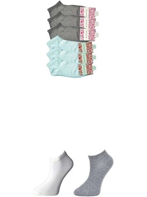 Giyim Gri ve Beyaz Kadın Bilek Çorap 6 Çift