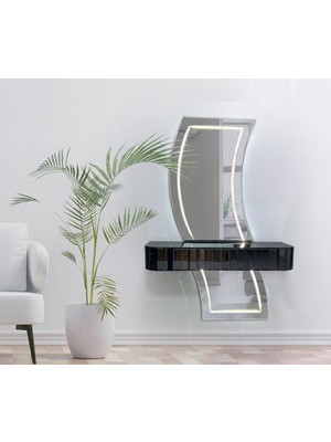 Normadia Duvara Monte Ledli Modern Dokunmatik Çekmeceli Dresuar Takımı