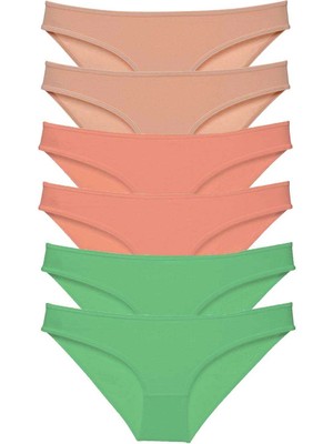 Giyim 6 Adet Süper Eko Set Likralı Kadın Slip Külot Ten Pudra Yeşil