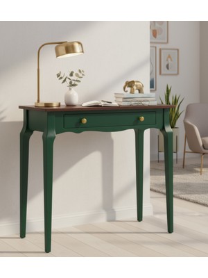 Normadia 120 cm Masif Konik Yeşil Ceviz Dresuar, Şık ve Doğal Tasarım