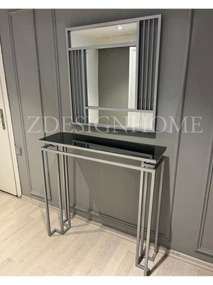 Normadia Şık 80 cm Ayna ve 100X30X90 cm Gümüş Dresuar Seti