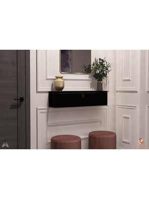 Normadia 90CM Siyah Kapaklı Modern Dresuar, Salon ve Antre Için Şık Depolama Ünitesi