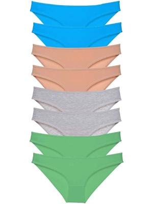 Giyim 8 Adet Süper Eko Set Likralı Kadın Slip Külot Ten Gri Yeşil Mavi