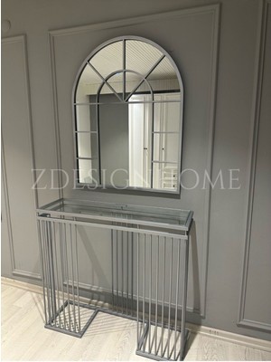 Normadia Şık 80X100 cm Kafes Ayna ve 90X30X100 cm Gümüş Dresuar Takımı