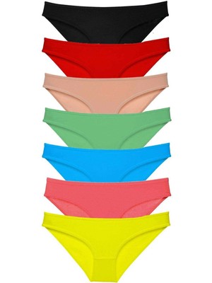 Giyim 7 Adet Süper Eko Set Likralı Kadın Slip Külot Çok Renkli