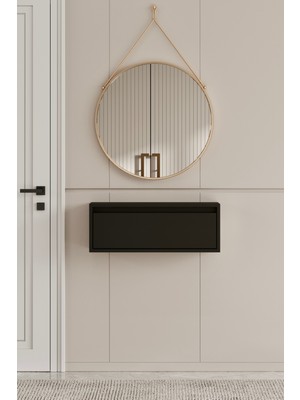 Normadia Şık Siyah Mdf Duvara Monte Dresuar, 50 Cm, Modern ve Fonksiyonel Tasarım