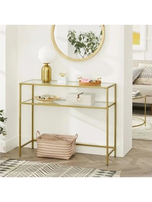 Normadia Şık Gold Metal Dresuar, 2 Raflı Modern Tasarım ve Şıklık