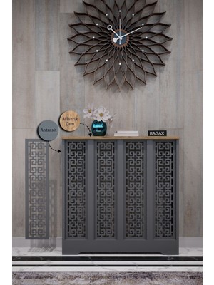 Normadia Antrasit Çam Renkli Karatay Model Dresuar, 76 cm Iç Ölçü, Petek Kaplama