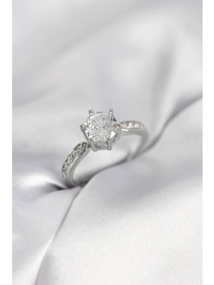 SHC4200 Mey Ithalat® Zirkon Taşlı Tek Taş Model Gümüş Renk Kadın Yüzük