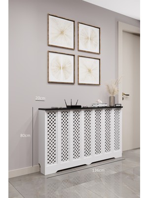 Normadia Şık Beyaz ve Siyah Renkli Perge Model Dresuar, Petek Kaplama, 136-140 cm