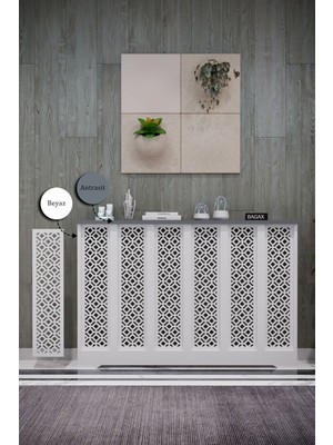 Normadia Beyaz ve Antrasit Renkli Şık Dresuar, Petek Kaplama, Iç Ölçü 116 cm