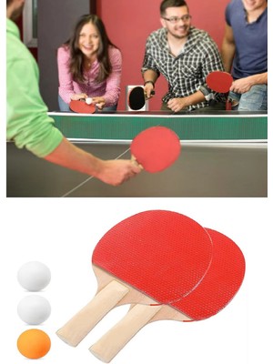 Novytech Ping Pong Masa Tenisi Seti Tenis Raketi Seti 2 Raket + 3 Ping Pong Topu Spor Aksesuarları - Lisiny