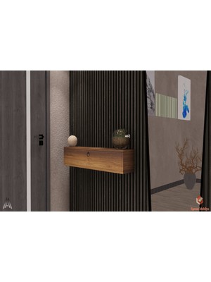 Normadia 80 cm Ceviz Kapaklı Çok Amaçlı Salon ve Antre Düzenleyici Dolap