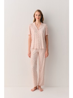 Suwen Meri Gömlek Yaka Pijama Takımı