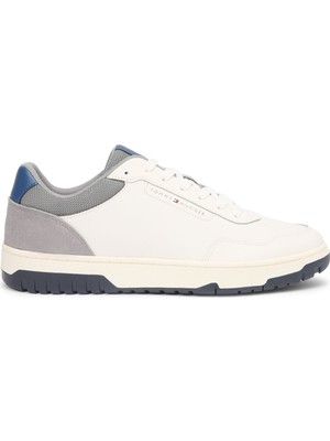 Tommy Hilfiger Ekru-Gri Erkek Sneaker Th Basket Core Lıte Lth/suede