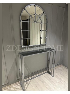 Normadia Şık 80X100 cm Ayna ve 90X30X100 cm Gümüş Dresuar Takımı Seti