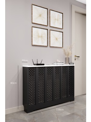 Normadia Şık Siyah Beyaz Model Dresuar, Petek Kaplama, 116-120 cm Ölçüler