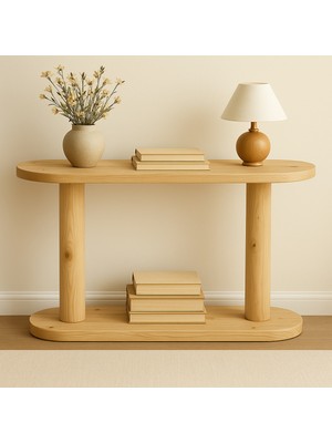 Normadia El Yapımı Masif Ahşap 2 Katlı Dresuar, Doğal Ağaç Konsol ve Dekoratif Kullanım