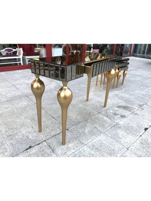 Normadia Şık Bronz Aynalı ve Varak Detaylı Tombul Dresuar ile Zigon Takımı Seti