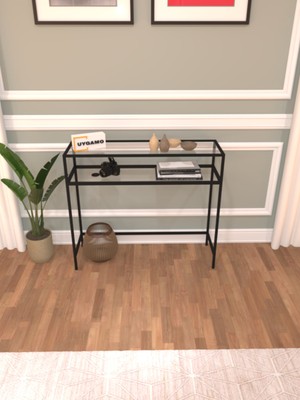 Normadia Modern Çok Raflı Metal Dresuar, Kahve Köşesi ve Konsol Siyah Cam