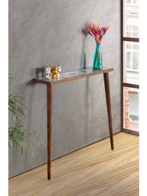 Normadia Modern Ceviz Dresuar 92X20CM, Doğal Masif Ayaklı ve Çok Fonksiyonlu