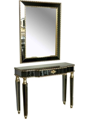 Normadia Şık Gold Cam Ayna Kaplama Dresuar, Geniş Tabla, Nakış Detayları