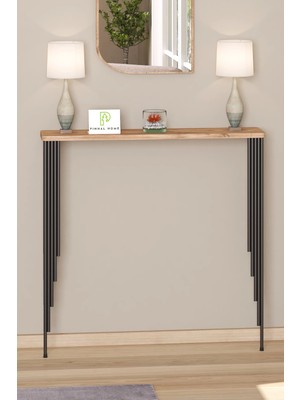 Normadia Oval Kenar Siyah Çam Dresuar Petek Üstü Raf 120X18CM
