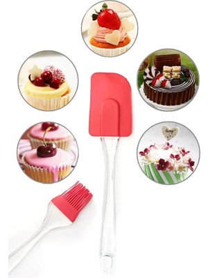 Novytech 2 Li Set Silikon Pasta - Börek - Poğaça Fırçası ve Silikon Spatula Seti - Lisinya