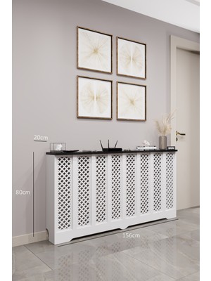 Normadia Şık Beyaz ve Siyah Renkli Perge Model Dresuar, Petek Kaplama