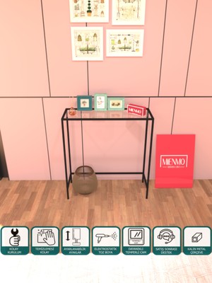 Normadia Modern Siyah Metal Dresuar ve Camlı Kahve Köşesi 80 cm