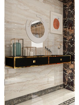 Normadia Şık ve Modern Duvara Monte Dresuar, 120 Cm, Altın Detaylarla Tarzınızı Yansıtır