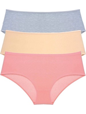 Giyim 3 Adet Kadın Yüksek Bel Bato Külot Gri Ten Pudra