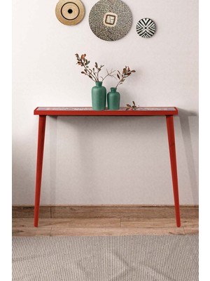 Normadia Kırmızı Doğal Masif Dresuar 92X20CM, Salon, Mutfak, Antre, Hol ve Koridor Için Şık Tasarım