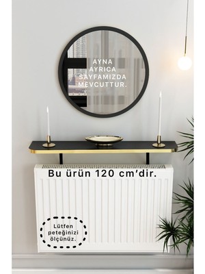 Normadia Siyah Gold Pvc Petek Üstü Tak Çıkar Uçan Raf & Dresuar, Duvar Montajsız, Oval 120CM