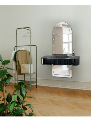 Normadia Sese Duyarlı Rgb LED Işıklı Füme Ayna Çekmeceli Makyaj Masası