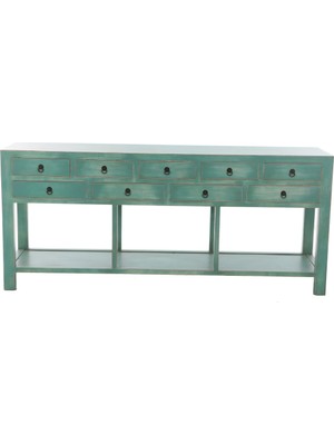 Normadia Mavi Eskitme Ahşap Dresuar, Şık ve Modern Tasarım, Dekoratif Ürün