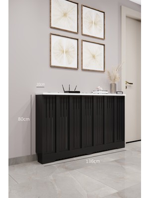 Normadia Şık Siyah ve Beyaz Renkli Efes Model Dresuar, 136 cm Iç Ölçü