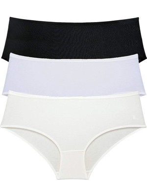 Giyim 3 Adet Kadın Yüksek Bel Bato Külot Siyah Beyaz Krem