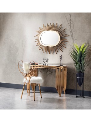 Normadia Şık Aynalı Dresuar Takım, Metal Makyaj ve Sandalyeli, 120CM, Modern Tasarım