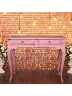 Normadia Şık Ahşap 100 cm Çekmeceli Pembe Eskitme Dresuar