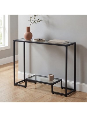 Normadia Modern Metal Iskeletli Temper Camlı Dresuar ve Konsol Takımı